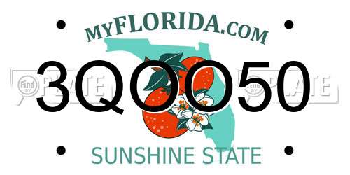 3QOO50 Florida License Plate