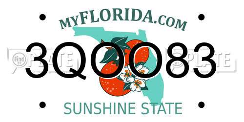 3QOO83 Florida License Plate