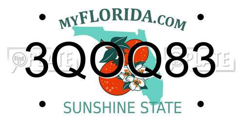 3QOQ83 Florida License Plate