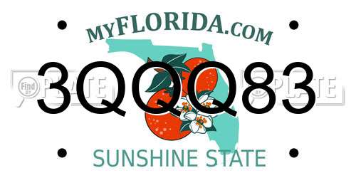3QQQ83 Florida License Plate