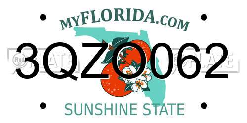 3QZO062 Florida License Plate