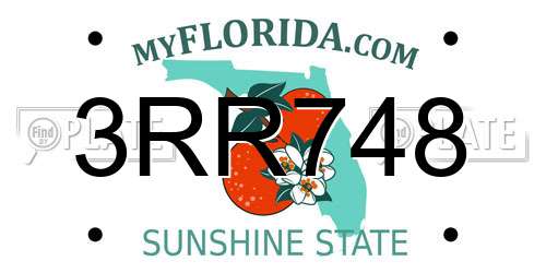 3RR748 Florida License Plate