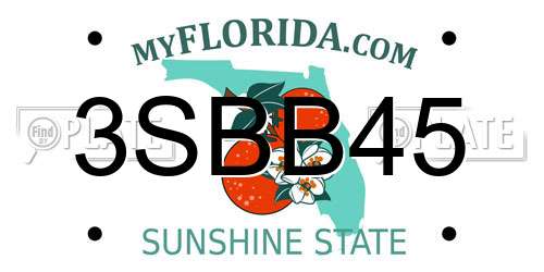 3SBB45 Florida License Plate