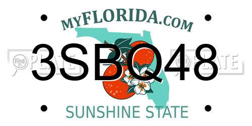 3SBQ48 Florida License Plate
