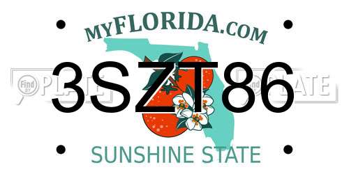 3SZT86 Florida License Plate