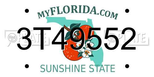 3T49552 Florida License Plate