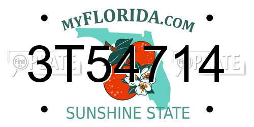 3T54714 Florida License Plate