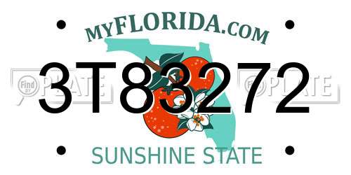 3T83272 Florida License Plate