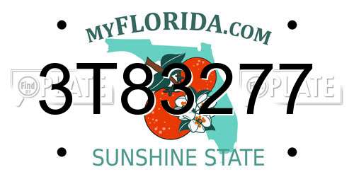 3T83277 Florida License Plate