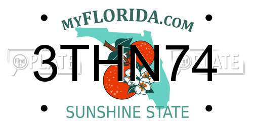3THN74 Florida License Plate