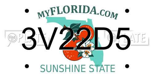 3V22D5 Florida License Plate