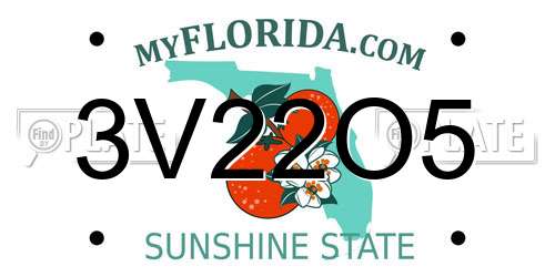 3V22O5 Florida License Plate