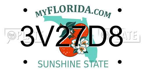 3V27D8 Florida License Plate