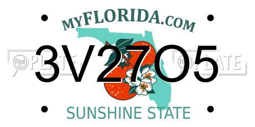 3V27O5 Florida License Plate
