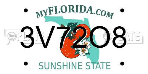 3V72O8 Florida License Plate