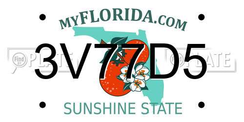 3V77D5 Florida License Plate