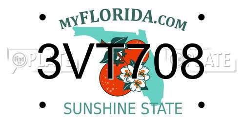 3VT708 Florida License Plate