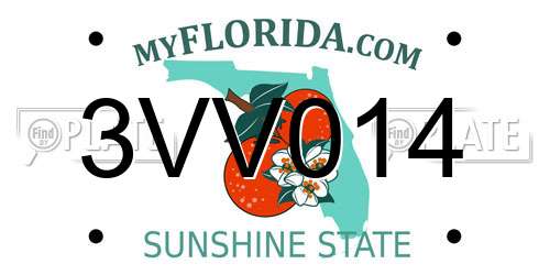 3VV014 Florida License Plate