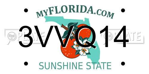 3VVQ14 Florida License Plate