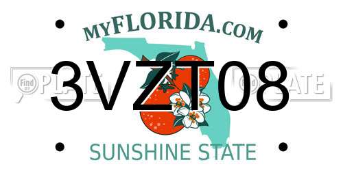 3VZT08 Florida License Plate
