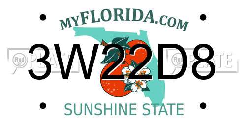 3W22D8 Florida License Plate