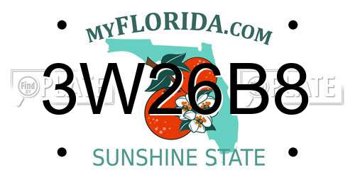3W26B8 Florida License Plate
