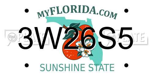 3W26S5 Florida License Plate