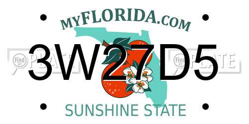 3W27D5 Florida License Plate