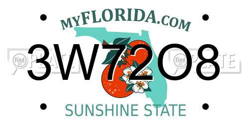 3W72O8 Florida License Plate