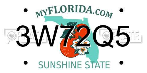 3W72Q5 Florida License Plate