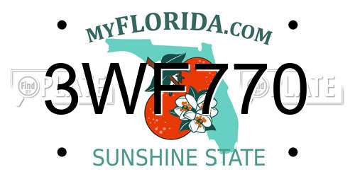 3WF770 Florida License Plate