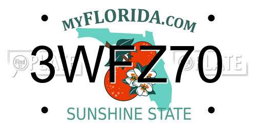 3WFZ70 Florida License Plate