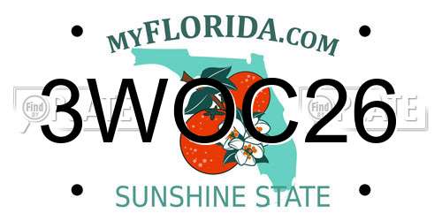 3WOC26 Florida License Plate