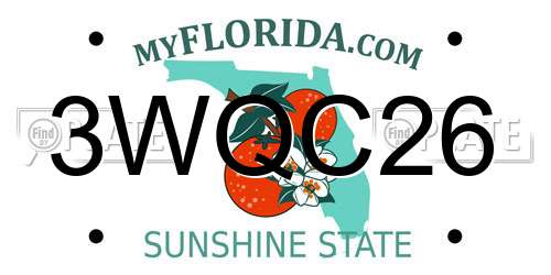 3WQC26 Florida License Plate
