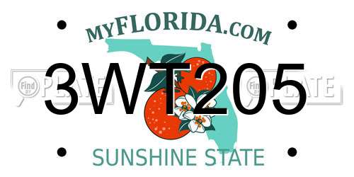 3WT205 Florida License Plate