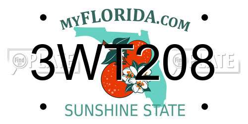 3WT208 Florida License Plate