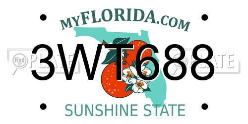 3WT688 Florida License Plate