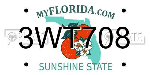 3WT708 Florida License Plate