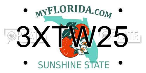 3XTW25 Florida License Plate