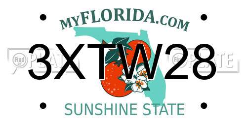 3XTW28 Florida License Plate