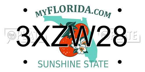 3XZW28 Florida License Plate