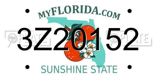 3Z20152 Florida License Plate
