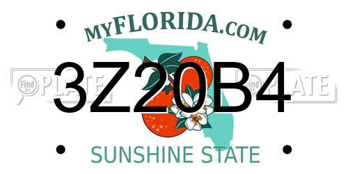 3Z20B4 Florida License Plate