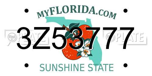 3Z53777 Florida License Plate