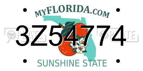 3Z54774 Florida License Plate