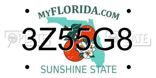 3Z55G8 Florida License Plate