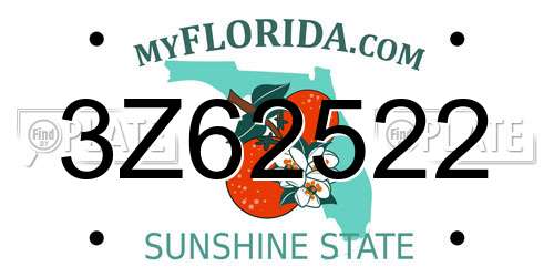 3Z62522 Florida License Plate