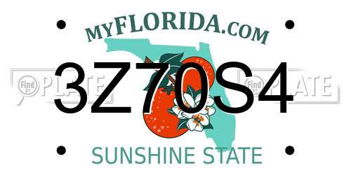 3Z70S4 Florida License Plate