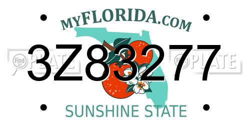 3Z83277 Florida License Plate