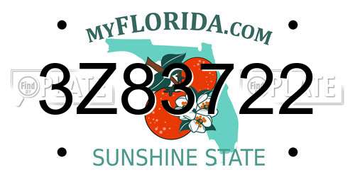 3Z83722 Florida License Plate